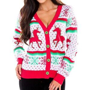 EUC Tipsy Elves Christmacorn Cargian Sweater/Ugly Sweater!